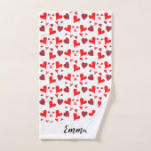 Vibrant red hearts background bad handdoek (Handdoek)