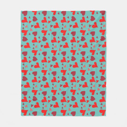 Vibrant red hearts background fleece deken (Voorkant)