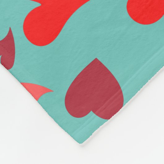 Vibrant red hearts background fleece deken (Hoek)