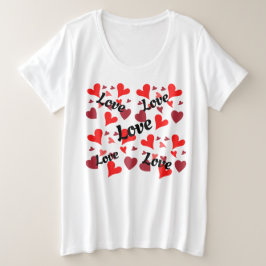 Vibrant red hearts background grote maat t-shirt