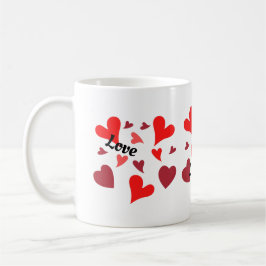 Vibrant red hearts background koffiemok