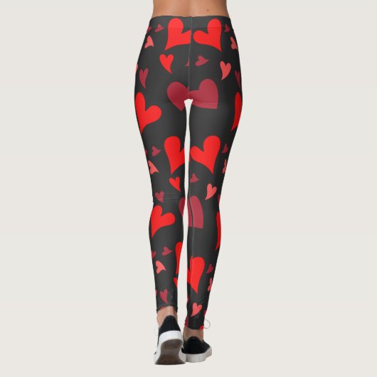 Vibrant red hearts background leggings (Achterkant)