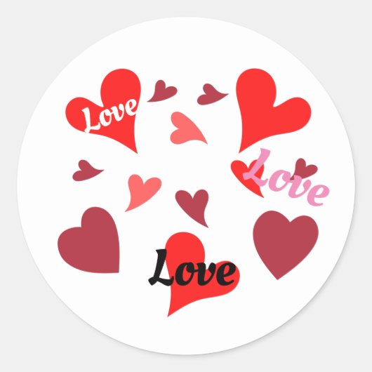 Vibrant red hearts background ronde sticker (Voorkant)