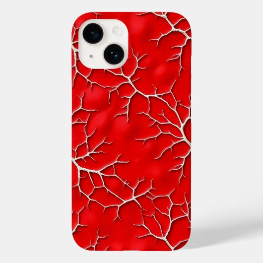 Vibrant Red iPhone Case with Branch Texture (Achterkant)