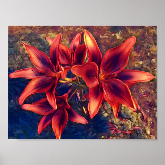 Vibrant Red Lilies Poster (Voorkant)