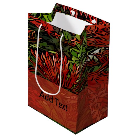 Vibrant Red Oranje Firebush Medium Cadeauzakje (Voorkant Gekanteld)