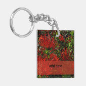 Vibrant Red Oranje Firebush Sleutelhanger (Voorkant Links)