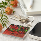 Vibrant Red Oranje Firebush Sleutelhanger (Voorkant Rechts)