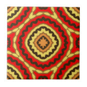 Vibrant Red Oriental Mosaic Geometric Pattern Tegeltje (Voorkant)