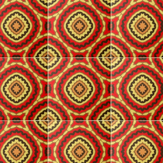 Vibrant Red Oriental Mosaic Geometric Pattern Tegeltje