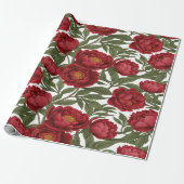 Vibrant Red Peony Collection Customizable Party  Cadeaupapier (Uitgerold)