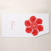 Vibrant Red Petal Bloom - Minimalist Floral Art Badhanddoek (Badhanddoek)