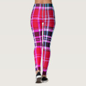 Vibrant Red Pink Aqua Modern Plaid Leggings (Achterkant)