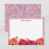 Vibrant Red Pink Waterverf Flowers Notitiekaartje (Voorkant / Achterkant)