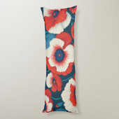 Vibrant Red Poppy Floral Lichaamskussen (Achterkant (Verticaal))