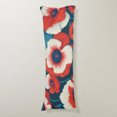 Vibrant Red Poppy Floral Lichaamskussen (Voorkant Verticaal)