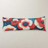 Vibrant Red Poppy Floral Lichaamskussen (Achterkant)