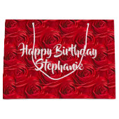 Vibrant Red Rose Floral Foto Abstract Patroon Groot Cadeauzakje (Voorkant)