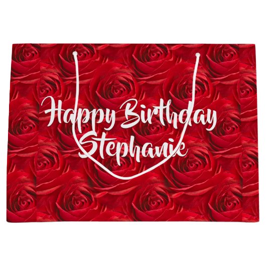 Vibrant Red Rose Floral Foto Abstract Patroon Groot Cadeauzakje (Voorkant)