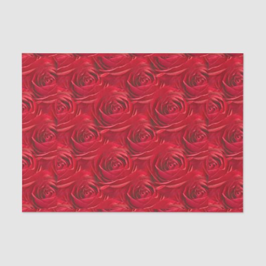Vibrant Red Rose Floral Foto Abstract Patroon Tissuepapier (Voorkant)