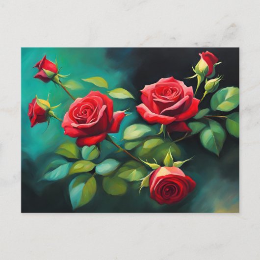 Vibrant Red Roses  Briefkaart (Voorkant)