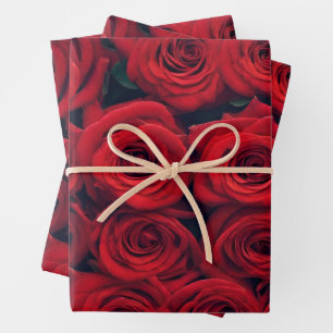 Vibrant Red Roses Inpakpapier Vel