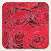 Vibrant Red Roses Kartonnen Onderzetters (Voorkant)
