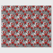 Vibrant Red Roses On A Metallic Silver Background  Cadeaupapier (Vlak)