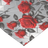 Vibrant Red Roses On A Metallic Silver Background  Tafelkleed (Gekanteld)