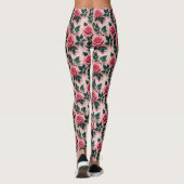 Vibrant Red Roses With Dark Green Leaves Leggings (Achterkant)