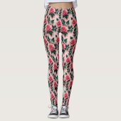 Vibrant Red Roses With Dark Green Leaves  Leggings (Voorkant)