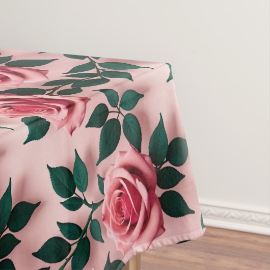 Vibrant Red Roses With Dark Green Leaves  Tafelkleed (Voorbeeld)