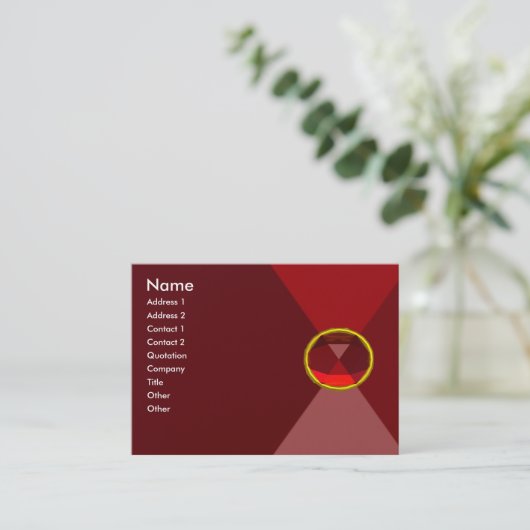 VIBRANT RED RUBY GEMSTONE Abstract geometrisch Visitekaartje (Staand voorkant)