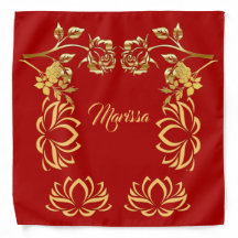 Vibrant Red Rustige Rozen Lotus Gold Faux legant