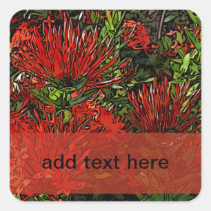 Vibrant Red Sinaasappel Firebush Plant Vierkante Sticker
