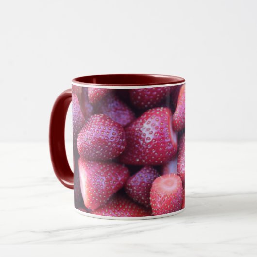 Vibrant Red Strawberry Pattern Ceramic Coffee Mug Mok (Voorkant links)