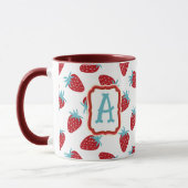 Vibrant Red Strawberry Pattern Ceramic Coffee Mug Mok (Links)