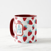 Vibrant Red Strawberry Pattern Ceramic Coffee Mug Mok (Voorkant links)
