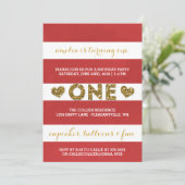 Vibrant Red Stripes First Birthday Party Kaart (Staand voorkant)