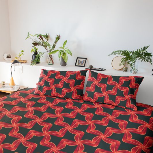 Vibrant Red Swirl Pattern Dekbedovertrek Hoesje Kussensloop