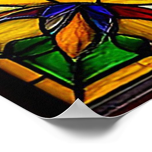 Vibrant Red Tree Glas in lood Art Poster (Hoek)