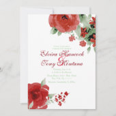 Vibrant Red Waterverf Roos, huwelijksuitnodigingen Kaart (Voorkant)