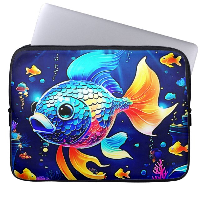 Vibrant Reef Fish Design Laptop Sleeve (Voorkant)