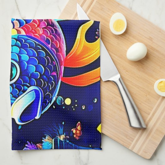 Vibrant Reef Fish Design Theedoek (Quarter Fold)