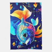 Vibrant Reef Fish Design Theedoek (Verticaal)