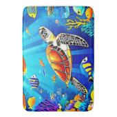 Vibrant Reef: Het Onderwaterrijk Van De Schildpad Badmat (Voorkant Verticaal)
