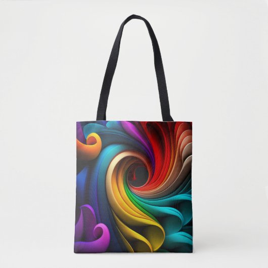 Vibrant regenboogkleurig abstract ontwerp tote bag (Voorkant)