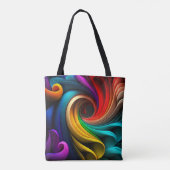 Vibrant regenboogkleurig abstract ontwerp tote bag (Achterkant)