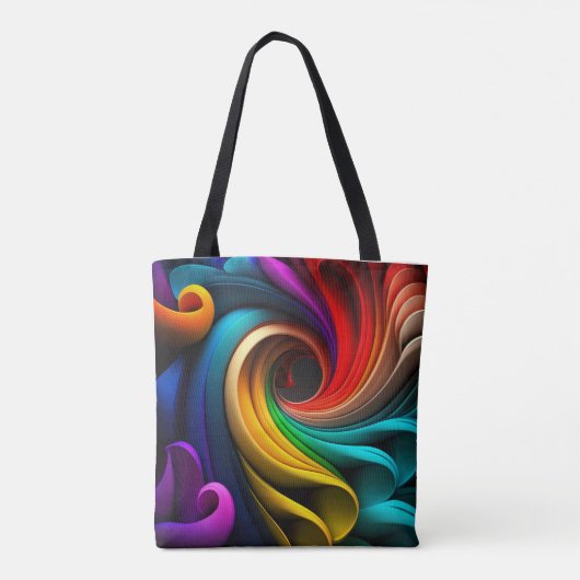 Vibrant regenboogkleurig abstract ontwerp tote bag (Achterkant)