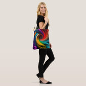 Vibrant regenboogkleurig abstract ontwerp tote bag (Op model)